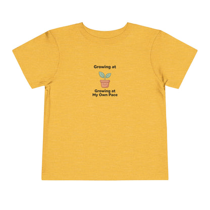 Growing at My Own Pace Toddler Shirt | Potted Plant Positive Affirmation Kids Tee