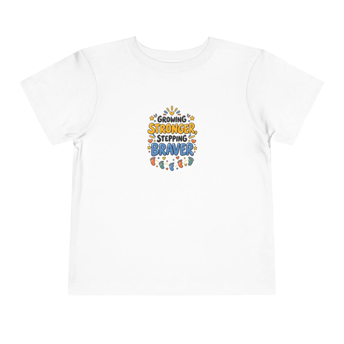 Growing Stronger Stepping Braver Toddler Tee | Uplifted By Design™ Inspirational Kids Shirt