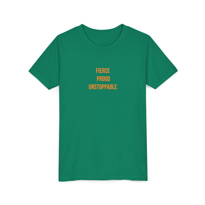 "Fierce Proud Unstoppable" Cerebral Palsy Awareness Youth Tee | Uplifted By Design