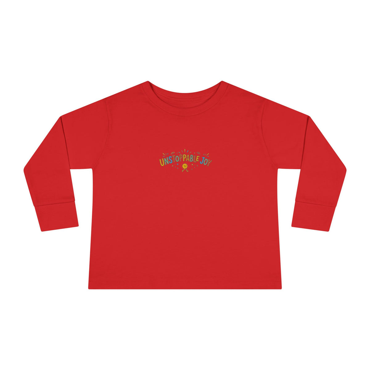 "Unstoppable Joy" Toddler Long Sleeve Tee — Sunny Doodle Lettering | Uplifted By Design™ Cerebral Palsy & Adaptive Movement Shirt