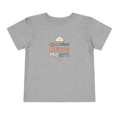 Kind Mind Brave Heart Toddler Shirt | Positive Affirmations Emotional Wellness Kids Tee