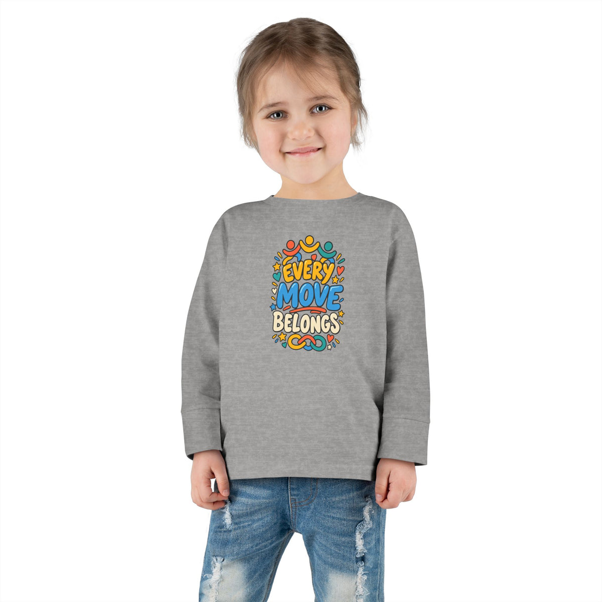 "Every Move Belongs" Toddler Long Sleeve Tee — Inclusive Movement | Uplifted By Design™ Cerebral Palsy & Disability Pride Shirt