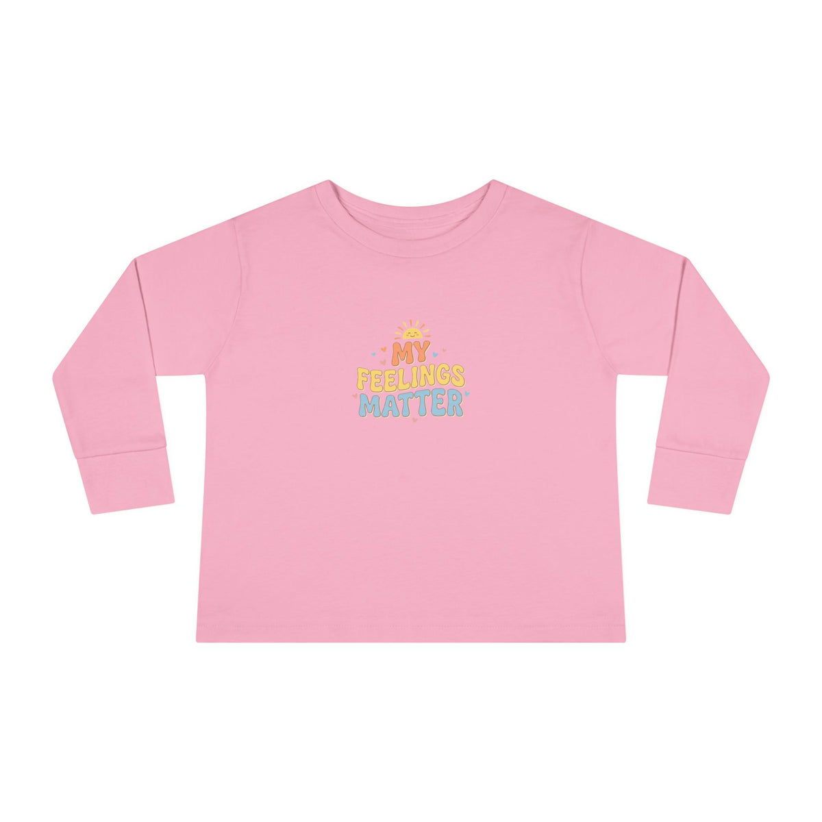 "My Feelings Matter" Toddler Long Sleeve Tee — Pastel Heart Lettering | Uplifted By Design™ Inspirational Kids Shirt