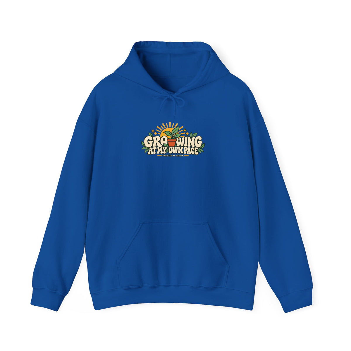 "Growing at My Own Pace" Unisex Hoodie — Botanical Growth Graphic | Uplifted By Design™ Mental Health & Emotional Wellbeing Hoodie