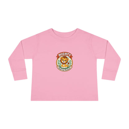 Mighty & Small but Resilient" Toddler Long Sleeve Tee — Cute Lion Design | Uplifted By Design™ Inspirational Kids Shirt