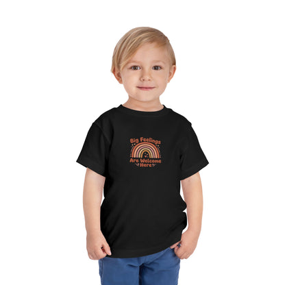 Big Feelings Are Welcome Here Toddler Shirt | Boho Rainbow Emotional Wellness Kids Tee