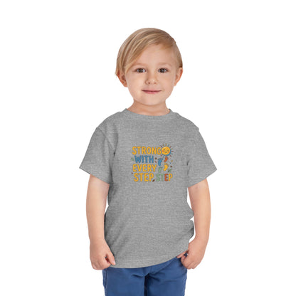 Toddler Tee — "Strong With Every Step, Step" Sunshine Design | Cerebral Palsy & Adaptive Movement Shirt