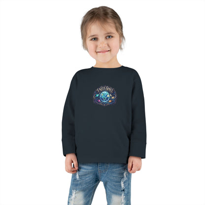 "I Need Space" Toddler Long Sleeve Tee — Cosmic Calm Planet | Uplifted By Design™ Autism Acceptance & Sensory Pride Shirt