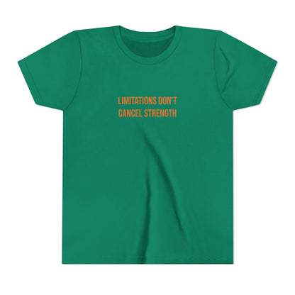 "Limitations Don't Cancel Strength" Cerebral Palsy Awareness Youth Tee | Uplifted By Design