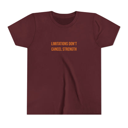 "Limitations Don't Cancel Strength" Cerebral Palsy Awareness Youth Tee | Uplifted By Design