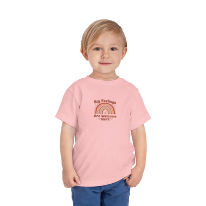 Big Feelings Are Welcome Here Toddler Shirt | Boho Rainbow Emotional Wellness Kids Tee