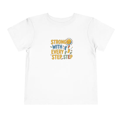 Toddler Tee — "Strong With Every Step, Step" Sunshine Design | Cerebral Palsy & Adaptive Movement Shirt