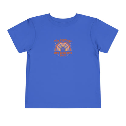 Big Feelings Are Welcome Here Toddler Shirt | Boho Rainbow Emotional Wellness Kids Tee