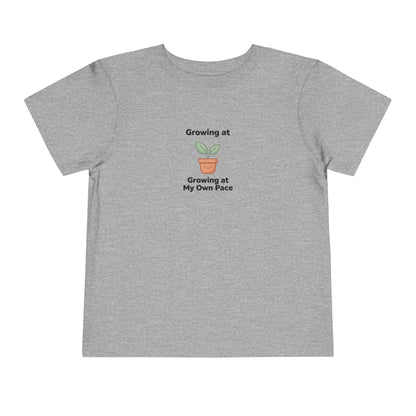 Growing at My Own Pace Toddler Shirt | Potted Plant Positive Affirmation Kids Tee