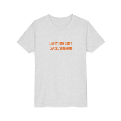 "Limitations Don't Cancel Strength" Cerebral Palsy Awareness Youth Tee | Uplifted By Design