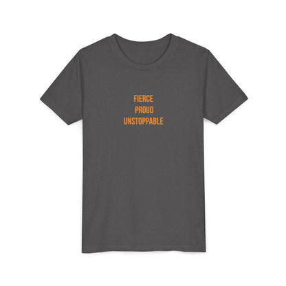 "Fierce Proud Unstoppable" Cerebral Palsy Awareness Youth Tee | Uplifted By Design