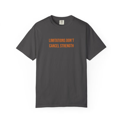 Limitations Dont Cancel Strength T-shirt | CP Awareness Tee